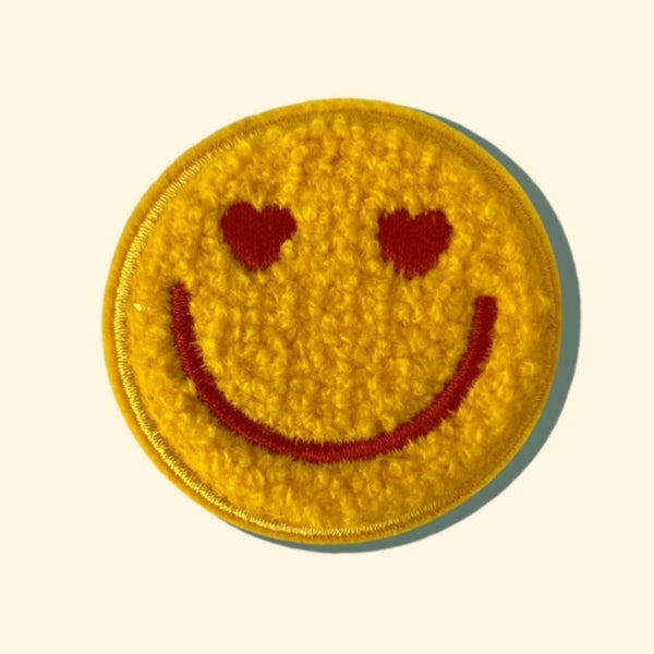 GOLD EYE HEART SMILEY HAT PATCH