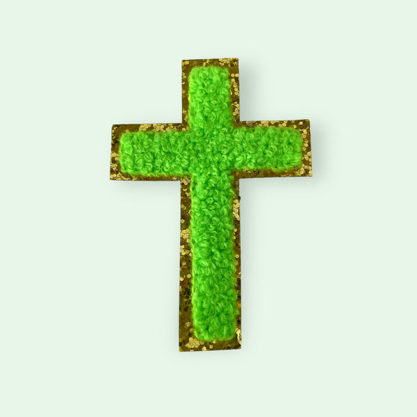 NEON GREEN CROSS HAT PATCH