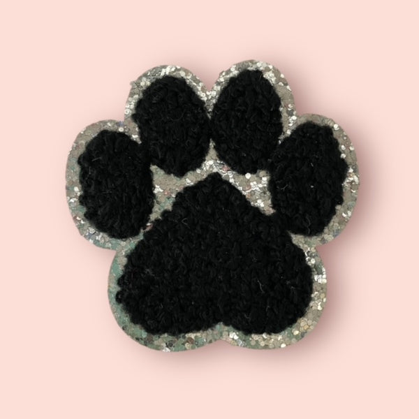 BLACK/SILVER PAW HAT PATCH