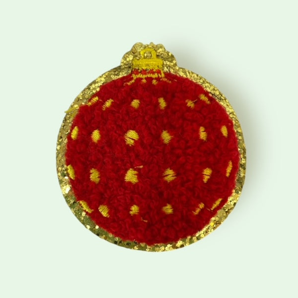 DOTS RED ORNAMENT HAT PATCH