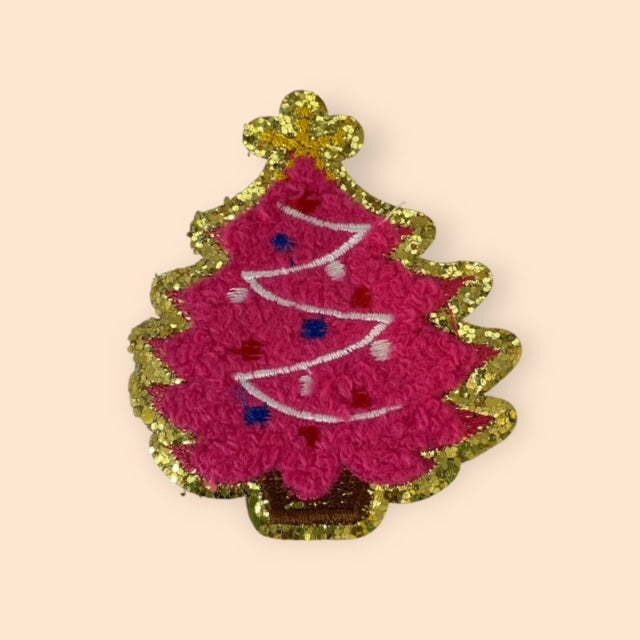 PINK TREE WITH LIGHTS HAT PATCH