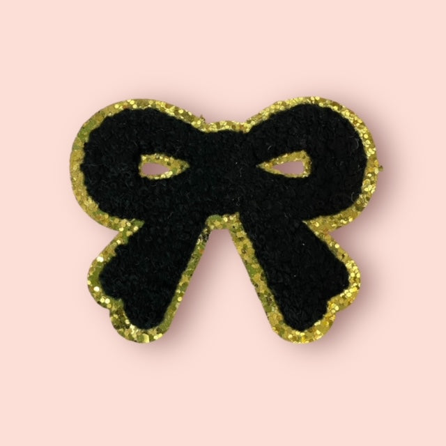 BLACK / GOLD BOW HAT PATCH