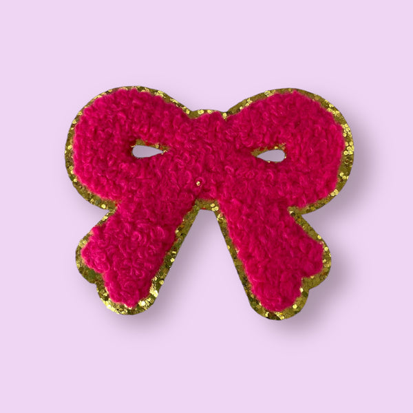 HOT PINK BOW  HAT PATCH