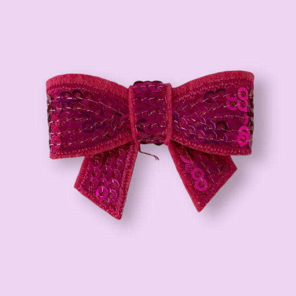 HOT PINK SEQ BOW HAT PATCH