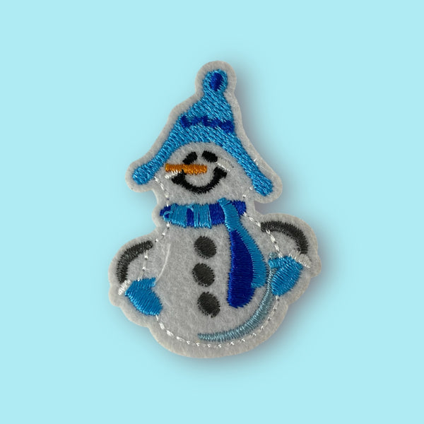 BLUE HAT SNOWMAN HAT PATCH