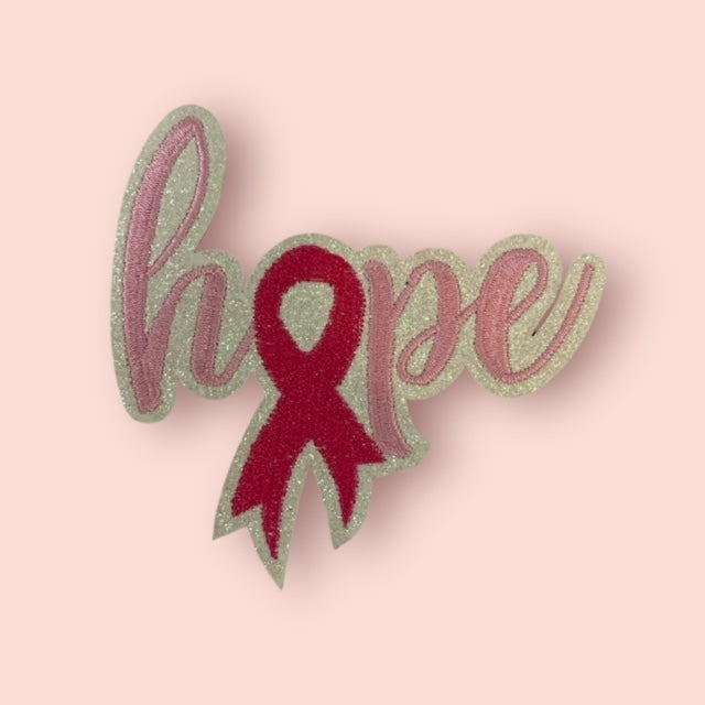 GLITTER HOPE RIBBON HAT PATCH