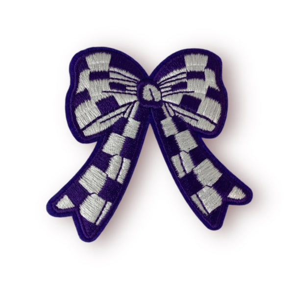 PURPLE CHECKER BOW HAT PATCH