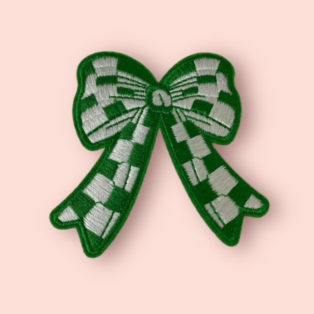 GREEN CHECKER BOW HAT PATCH