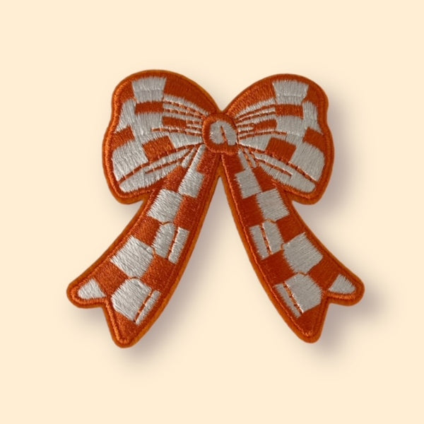 ORANGE CHECKER BOW HAT PATCH