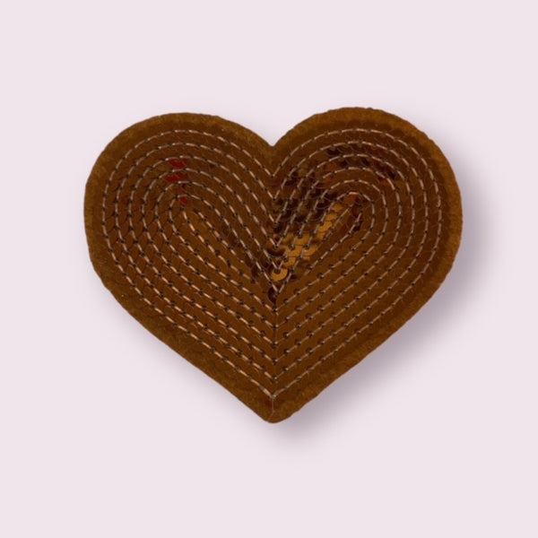 BROWN SEQ HEART HAT PATCH