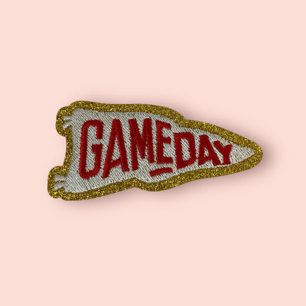 RED GAME DAY FLAG HAT PATCH