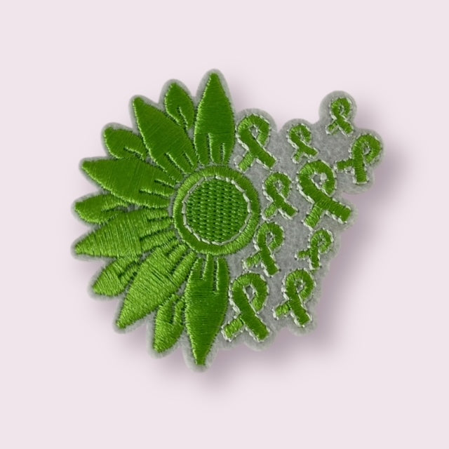 GREEN SUNFLOWER RIBBON HAT PATCH