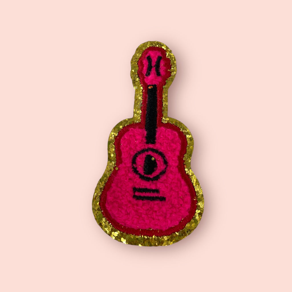 NEON PINK GUITAR HAT PATCH