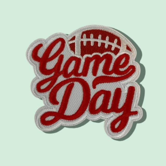 RED GAME DAY FOOTBALL HAT PATCH