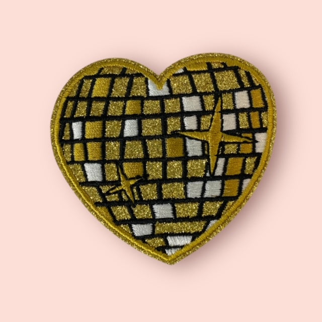 GOLD HEART DISCO HAT PATCH