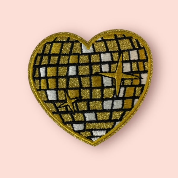 GOLD HEART DISCO HAT PATCH