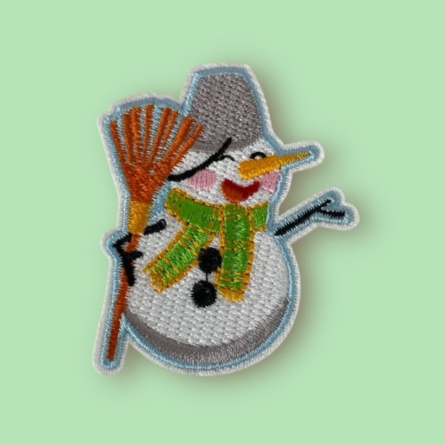 BROOM SNOWMAN HAT PATCH