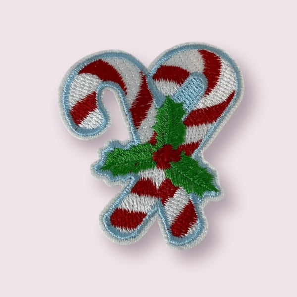 HOLLY CANDY CANE HAT PATCH