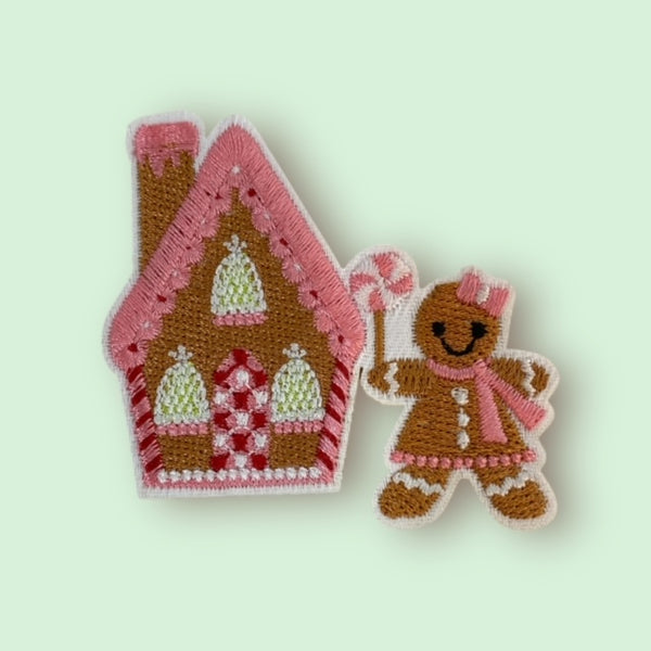 PINK GINGERBREAD HOUSE HAT PATCH