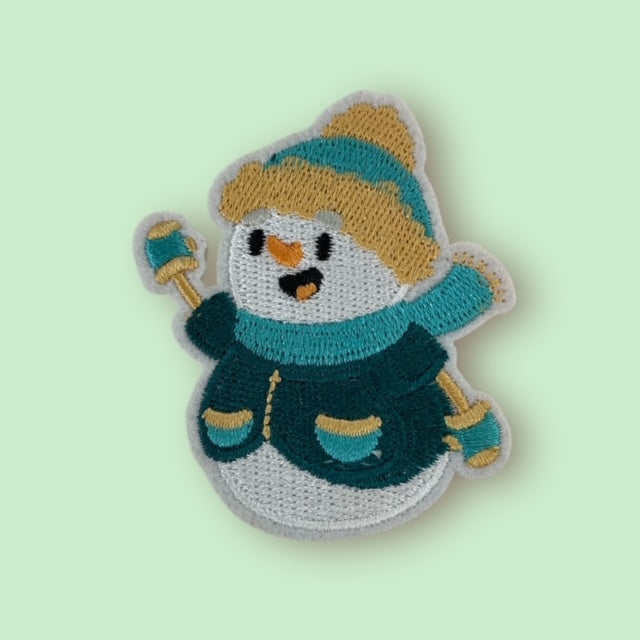 BLUE SCARF SNOWMAN HAT PATCH