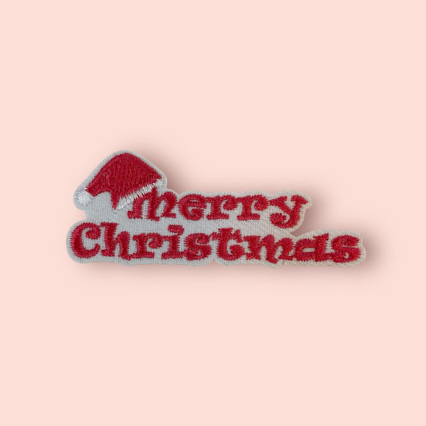 PINK MERRY CHRISTMAS HAT PATCH