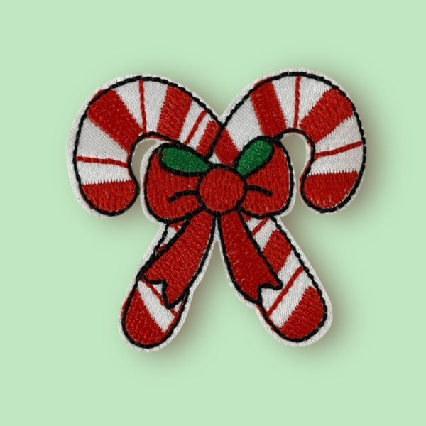 RED CANDY CANE HAT PATCH