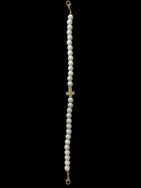 PERAL WHITE CROSS HAT CHAIN