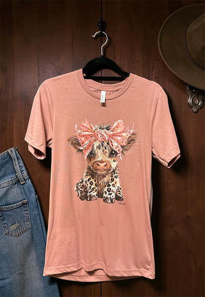 BC DTF BOW COW TEE - HEATHER SUNSET