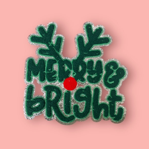 MERRY AND BRIGHT REINDEER NOSE BIG PATCH