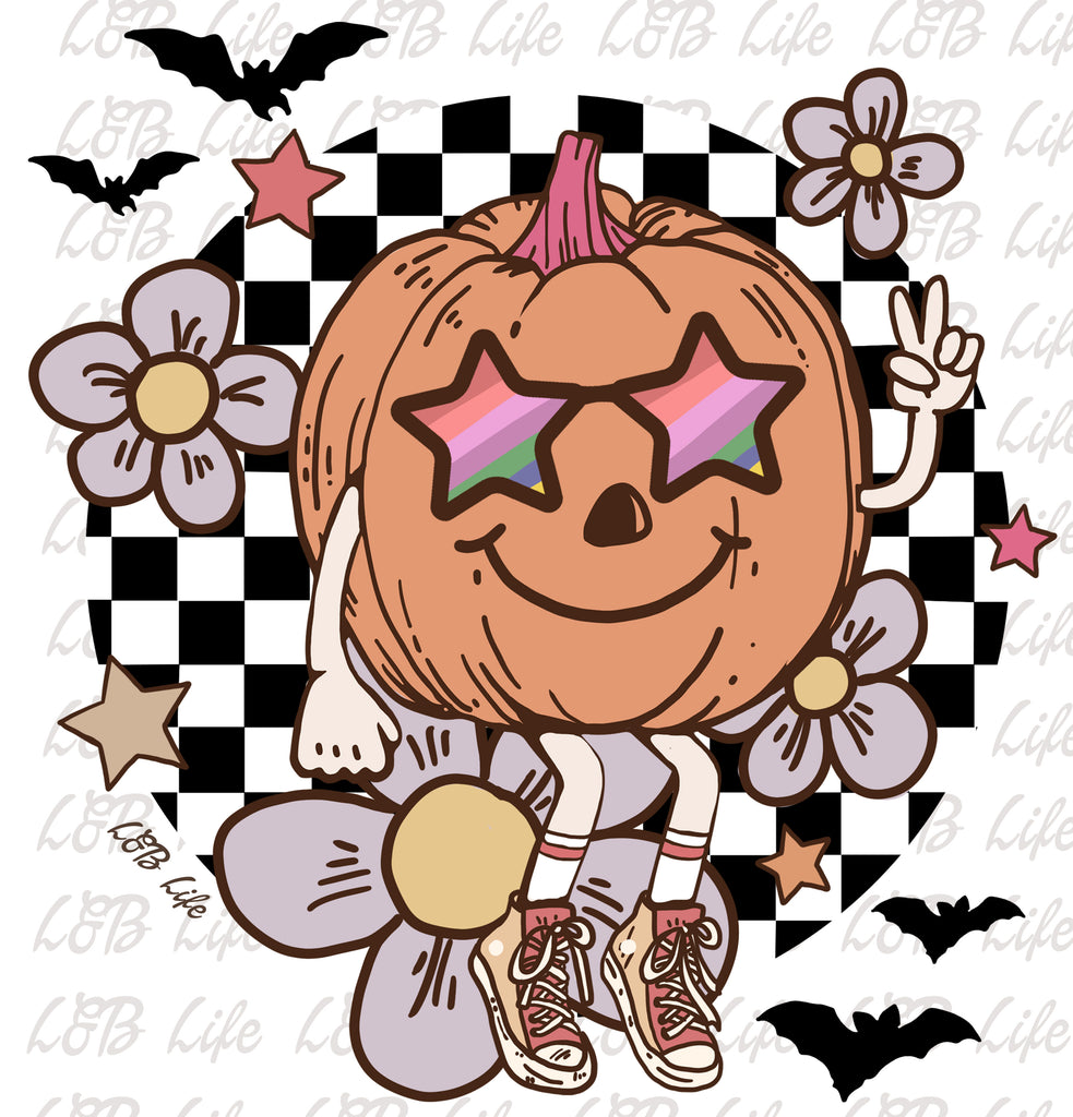 CHECKER PUMPKIN WITH GLASSES