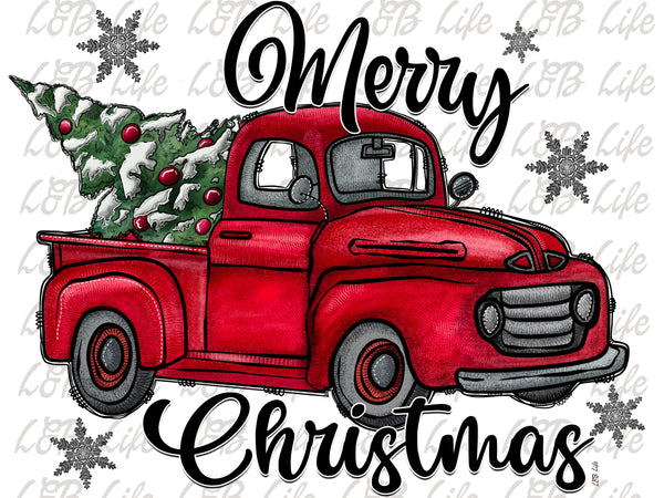 MERRY CHRISTMAS RED TRUCK