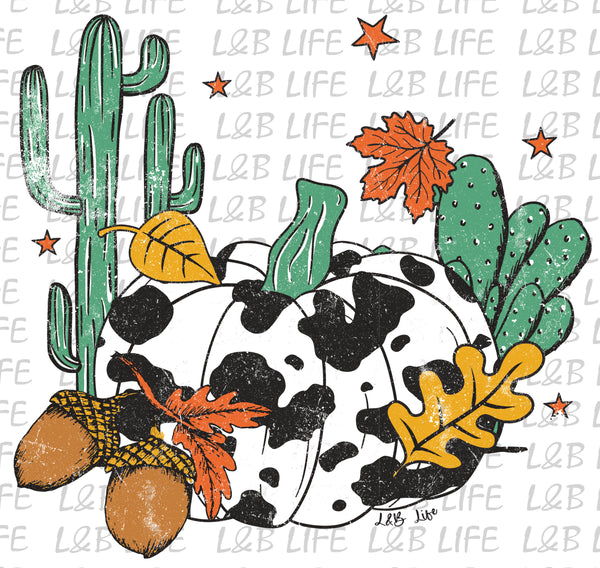 COWHIDE CACTUS PUMPKIN