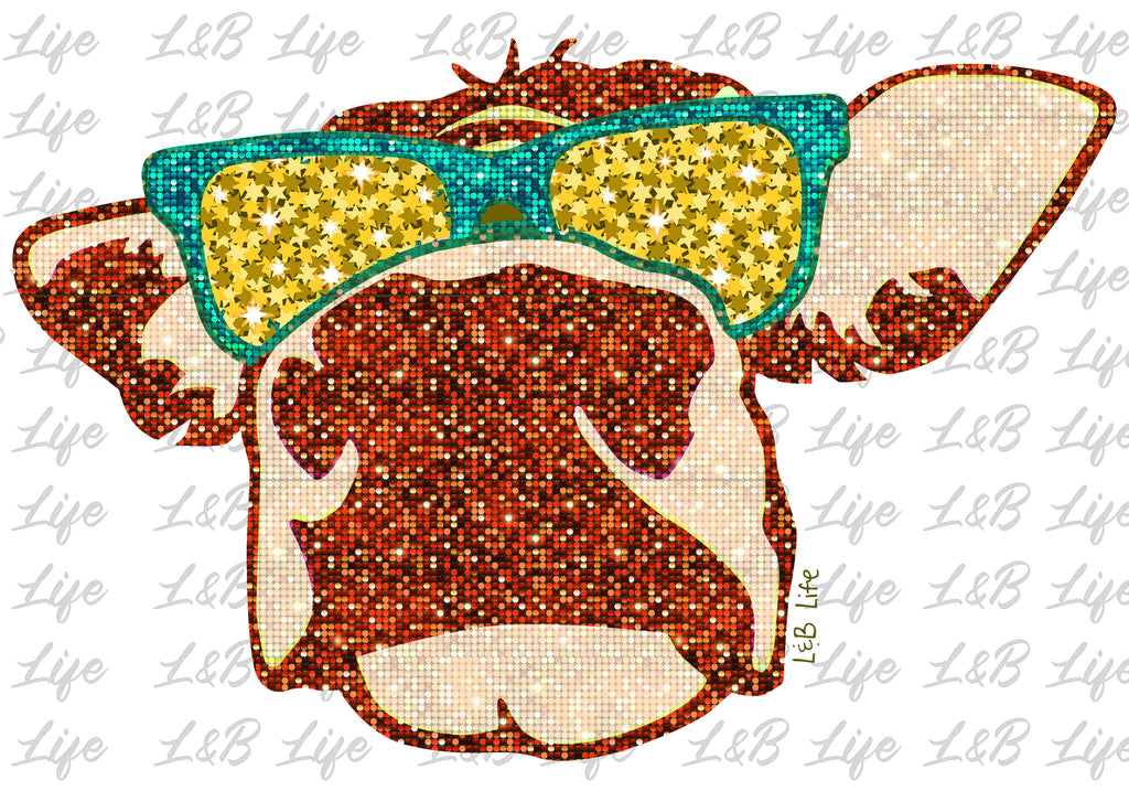 GLITTER SUNGLASSES COW