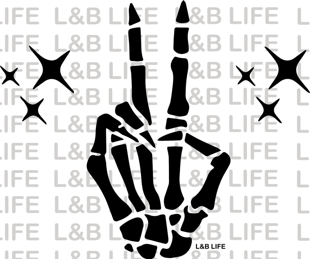 SKULL PEACE SIGN HANDS ( FRONT)