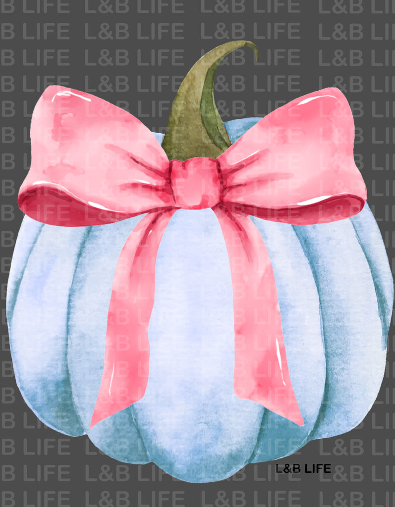 BLUE PINK BOW PUMPKIN