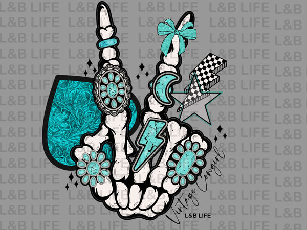 TURQUOISE FINGERS SKULL HAND