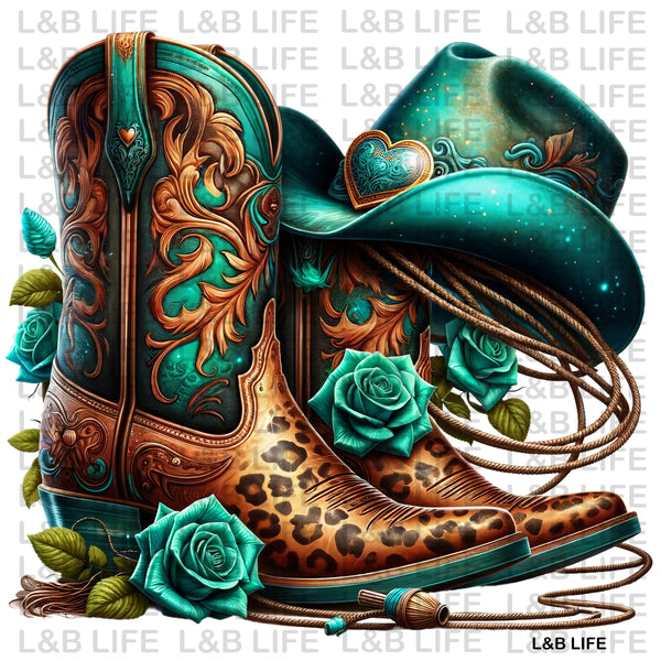 TURQUOISE HAT BOOTS