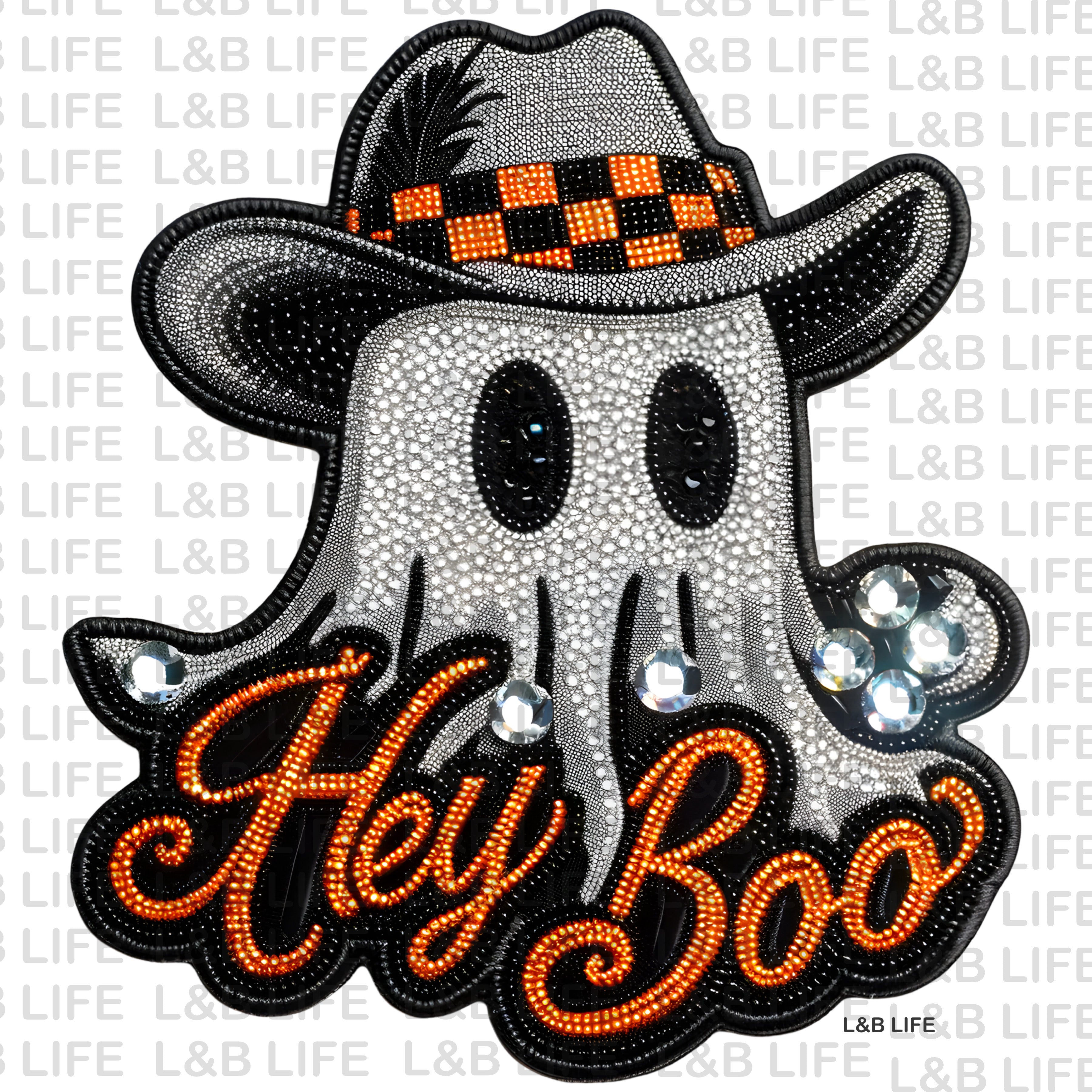 Rhinestone Boo HEY BOO RHINESTONE GHOST - Lucky and Blessed Life LLC / L&B Life