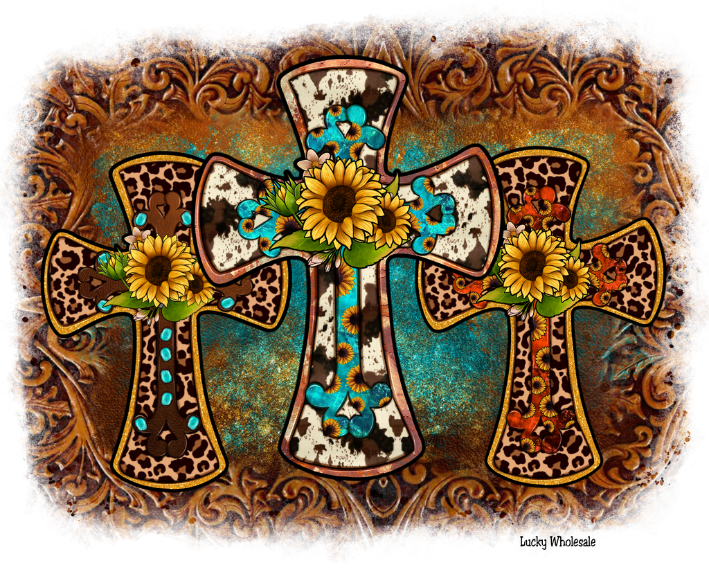 3 SUNFLOWER CROSSES