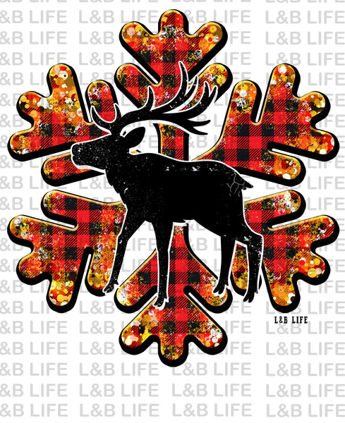 PLAID GLITTER REINDEER SNOWFLAKE