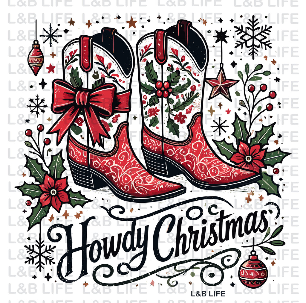 HOWDY CHRISTMAS RED BOOTS