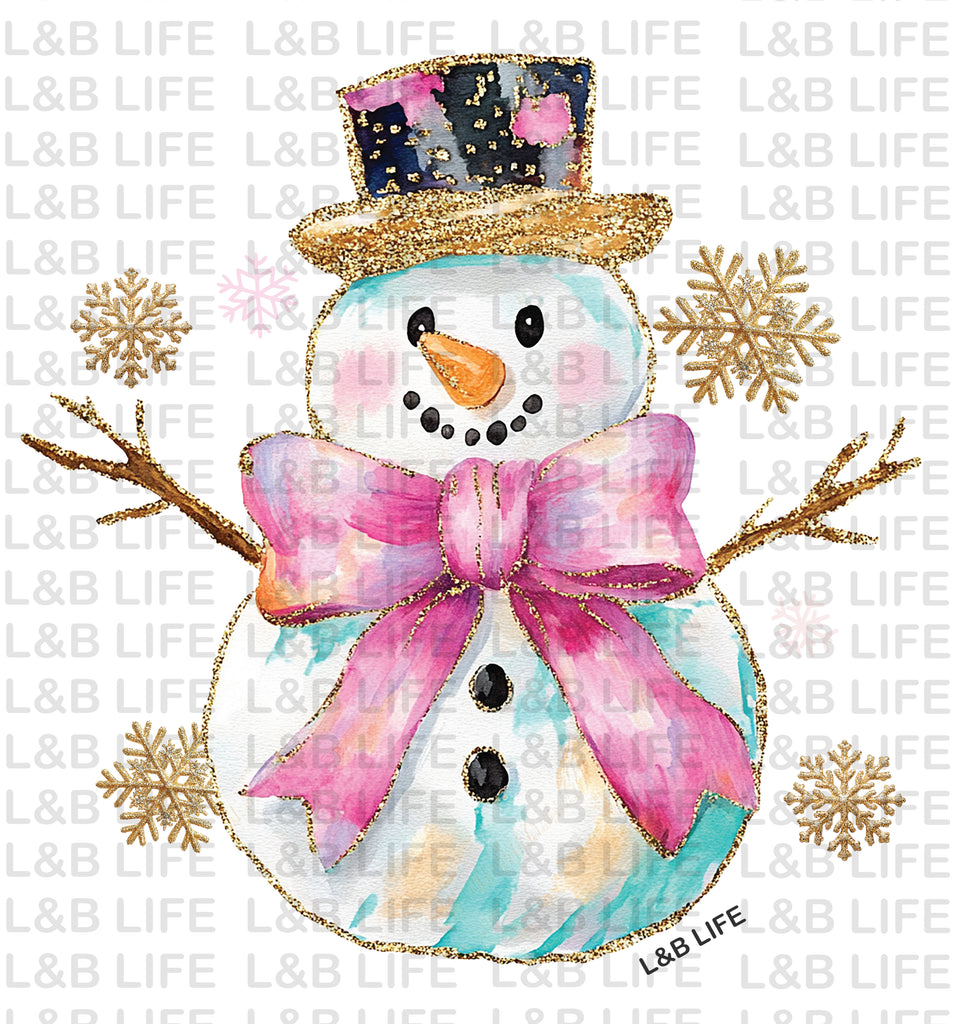 WATERCOLOR BOW SNOWMAN