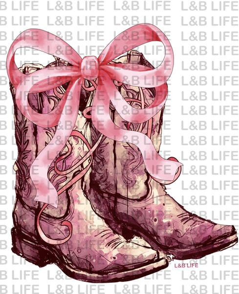 PINK BOW COWBOY BOOTS