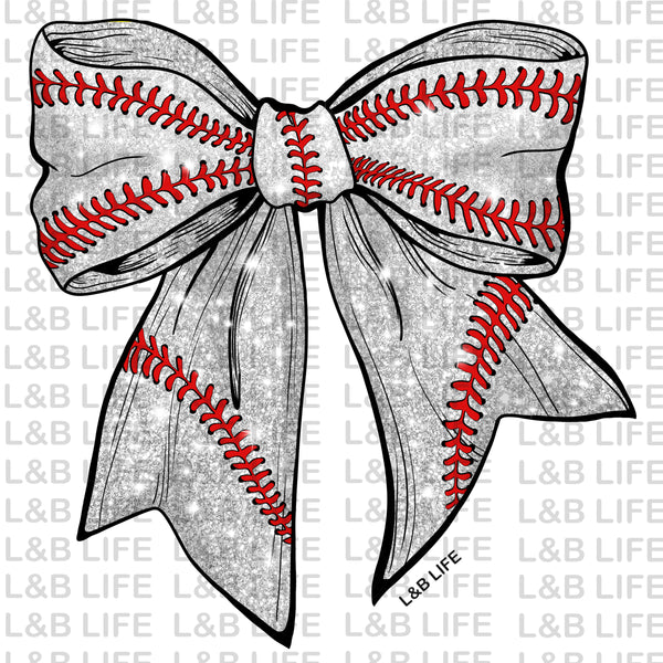 BASEBALL GLITTER BOW