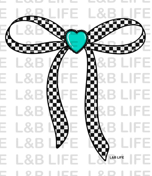 CHECKER HEART BOW