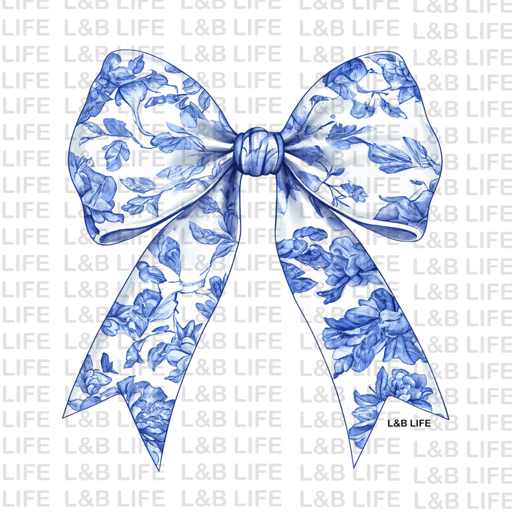 FLORAL BLUE BOW