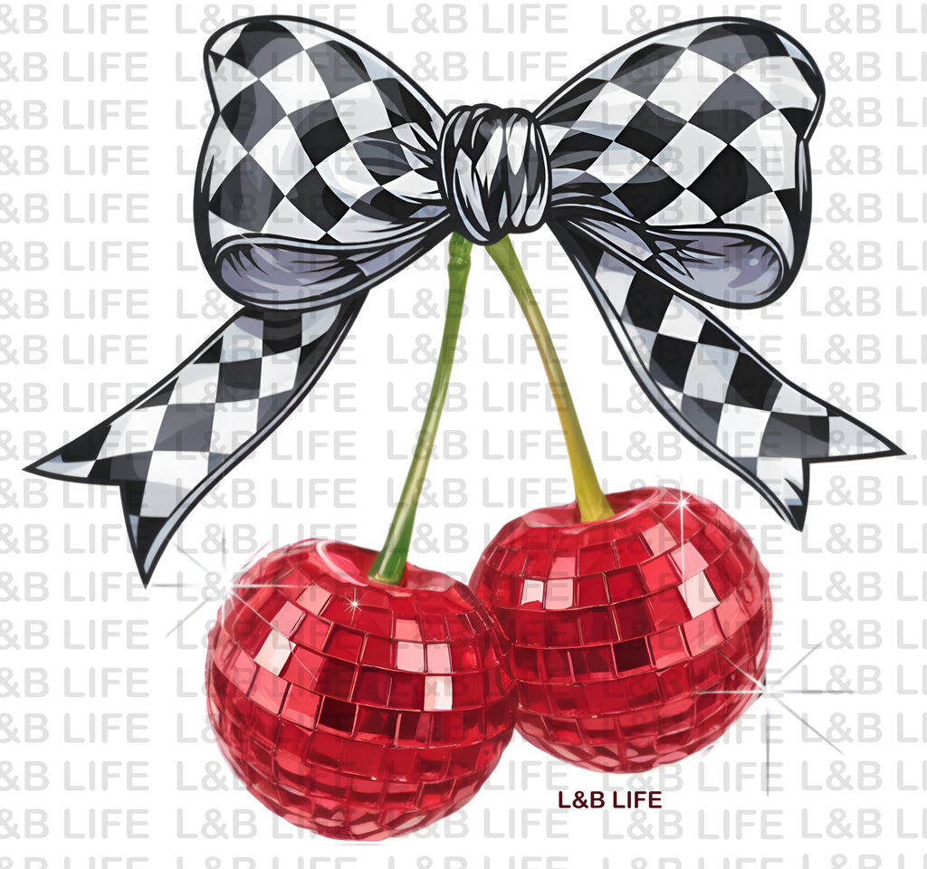 DISCO CHERRIES CHECKER BOW