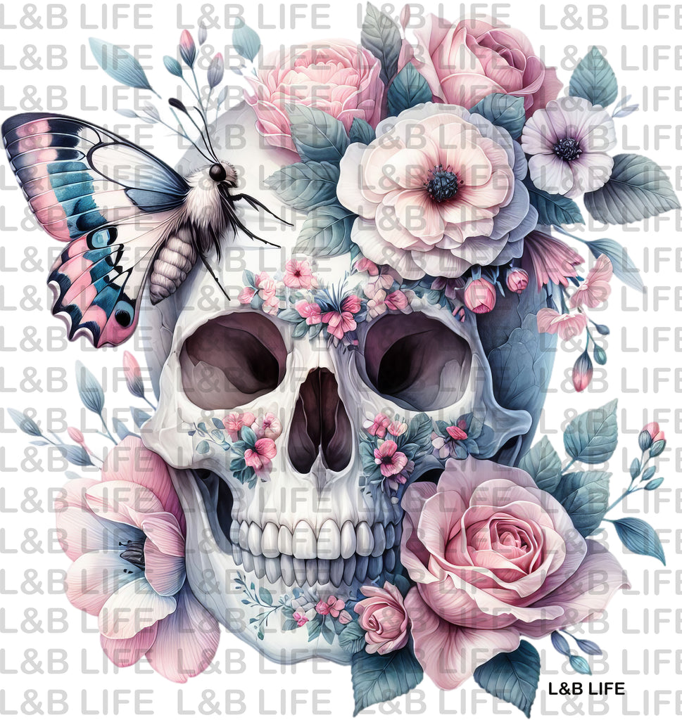 BUTTERFLY FLOWER SKULL