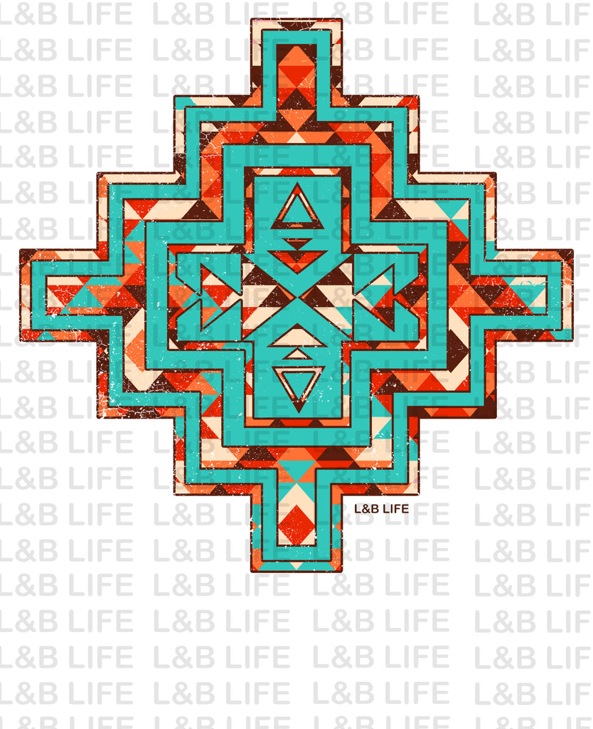 TURQUOISE / ORANGE AZTEC