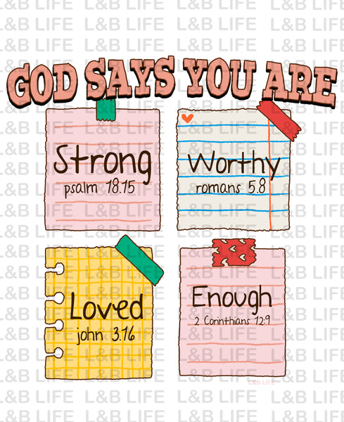 GOD SAYS YOU ARE NOTES